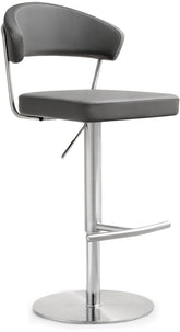 Cosmo Grey Performance Vegan Leather and Stainless Steel Barstool Model: TOV-K3629